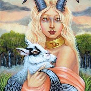 Steenbok Zodiac astrologie ORIGINEEL Acryl schilderij van Tammy Wampler