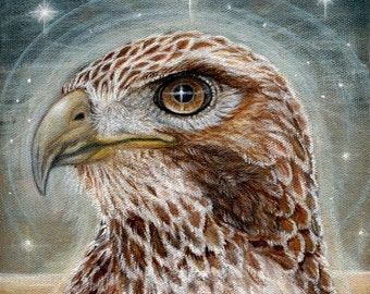 The Emissary Hawk spirit guide mystical totem Fine art print