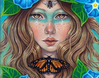 Alfreda butterfly bee fairy Fine Art Print by Tammy Wampler