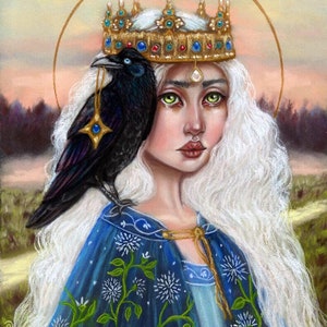 Eleanor of Aquitaine historical queen crow raven soft pastel fine art print