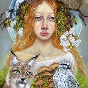 Courage dryad lynxvalk Fine Art-afdruk van Tammy Wampler