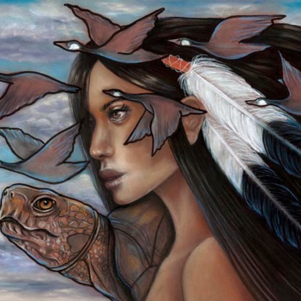 Sky Woman Iroquois Native American Mythology Pagan Turtle 8x10 fine art print