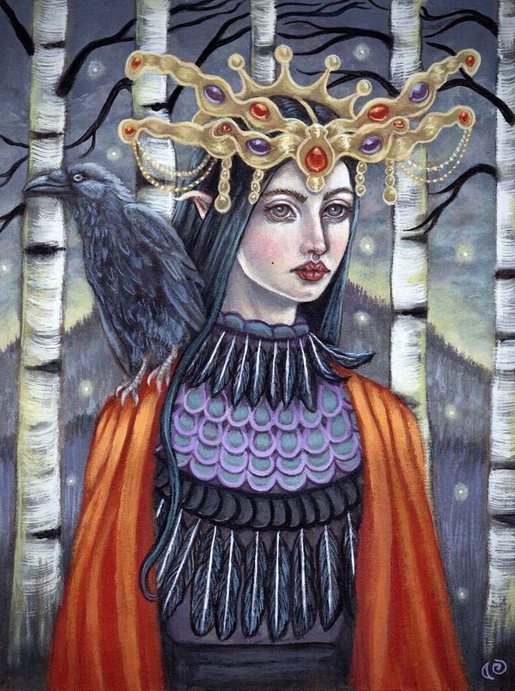 Queen Mab fairy raven fine art print by Tammy Wampler