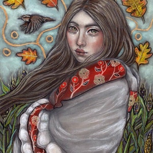 Persephone&#39;s Descent Goddess Harvest Mabon Fine Art Print by Tammy Mae Moon