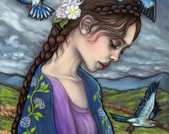 Adar Rhiannon goddess birds Celtic fine art print by Tammy Mae Moon