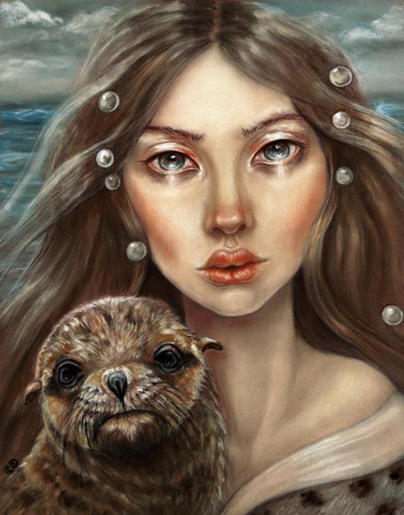 The Selkie baby seal sea fairytale Celtic myth fine art print.