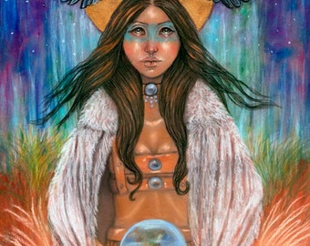 8x10 fine art print Strength Native American Medicine Woman Pagan eagle