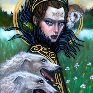 Hecate Greek witch goddess Hand Embellished fine art print by Tammy Wampler