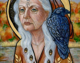 Cerridwen Welsh pagan goddess crone fine art print by Tammy Wampler