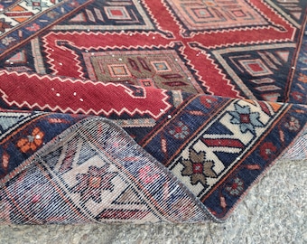 Alfombra de pasillo de estilo antiguo hecha a mano de 3x10 pies - Alfombra tradicional tejida a mano para pasillo