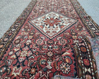 2.5x10 Vintage Turkish Runner Rug - Wool Oriental Carpet, Handmade Long Rug