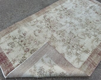 5x8 turkisk blommig Oushak-matta - Boho Neutral Matta