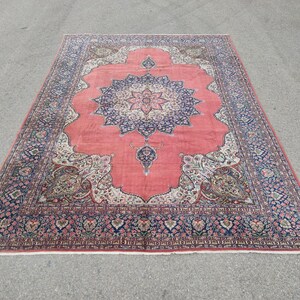 8x12 Oushak Rug, Red Turkish Rug, Medalation Rug, Turkish Vintage Rug, Turkish Area Rug, oushak Rug, Anatolian Rug, Bohemian Rug, Wool Rug