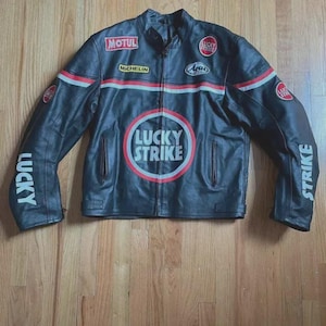 Nouveau motard Lucky Strike Streetwear équipement de sécurité pour moto de course veste en cuir de vachette véritable