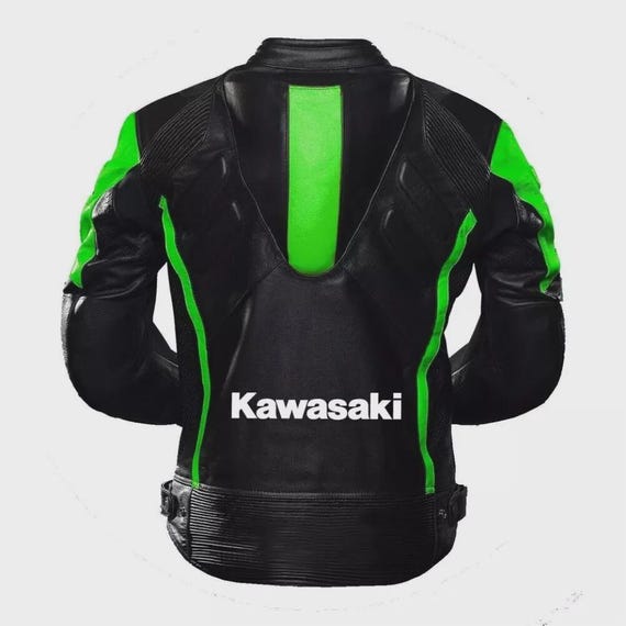 Kawasaki Ninja Black Green Racing Motorcycle Cowhide Leather