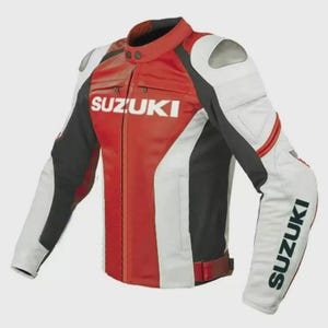 Chaqueta de cuero de vaca para motocicleta Suzuki Racing