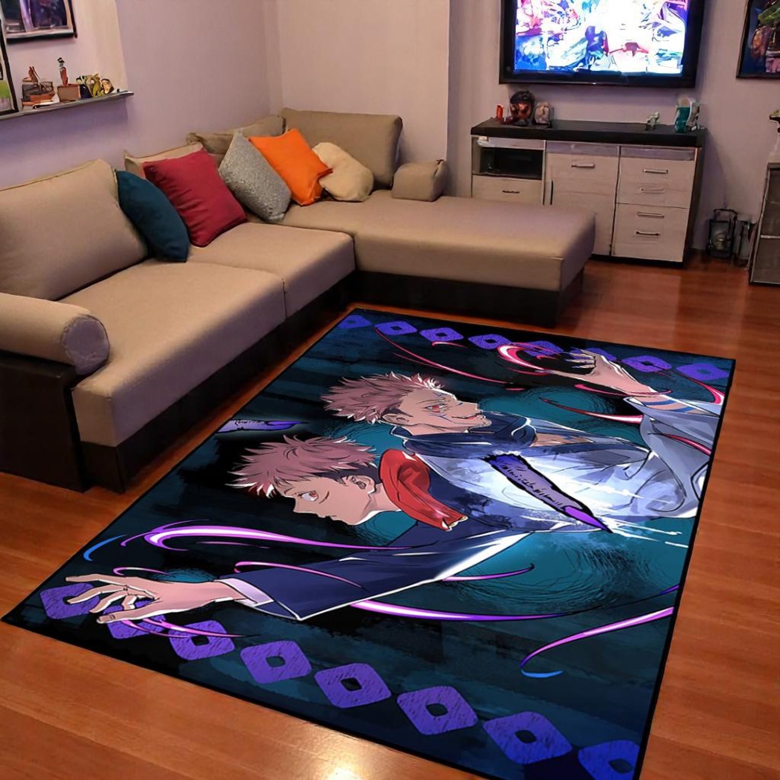 Jujutsu Kaisen Yuji Sukuna Rug | Anime Duo Digital Print Mat | Dark ...