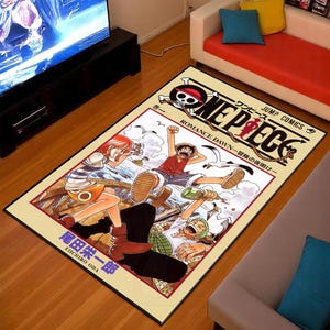 Pirate Manga Rug | Chapter 1 Cover | Anime Gamer Decor | Washable Soft Floor Mat | Otaku Collectible Art | Room Aesthetic Decor Rug