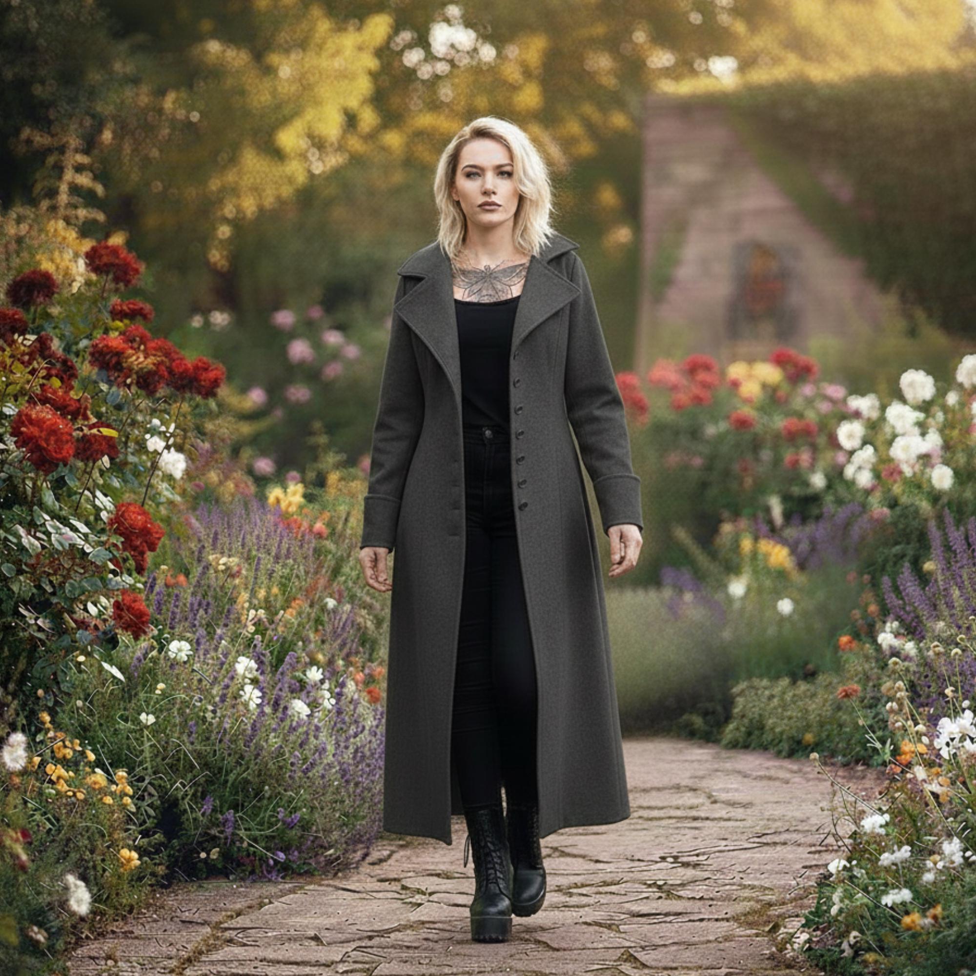 Victorian Burgundy Wool Trench Coat | Gothic Long Coat | Steampunk