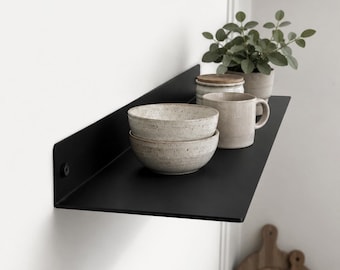 Modern Metal Wall Mounted Shelf – Floating Steel Shelf for Bathroom, Kitchen, Office Decor