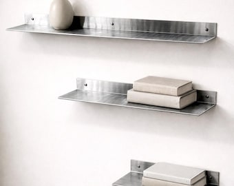 Natural Steel Metal Wall Shelf – Modern Floating Shelf, Wall-Mounted Storage for Bedroom, Kitchen, or Living Room