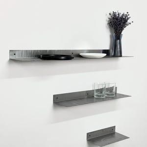 Natural Steel Metal Wall Shelf – Modern Floating Shelf for Storage & Decor | Industrial Black Shelves for Bathroom, Kitchen, Living Room