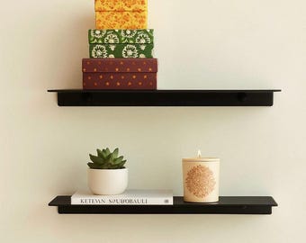 Minimalist Floating Metal Shelf – Modern Steel Storage for Kitchen & Living Room | Wall Mounted Shelf Decor