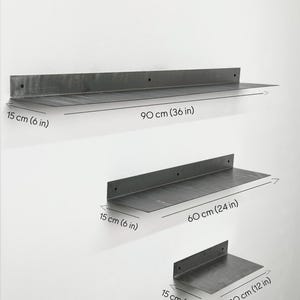 Floating Metal Wall Shelf | Modern Steel Shelf | Minimalist Wall Storage | Kitchen Bathroom Living Room Decor image 9
