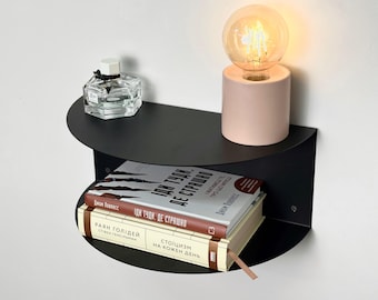 Metal Wall Shelf with Rounded Edges – Modern Floating Shelf, Bedside Shelf for Bedroom, Living Room, or Kitchen Storage