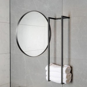 Badkamerhanddoekenrek wandmontage – metalen handdoekhouder voor badkamer – moderne handdoekbeugel – handdoekopbergplank – minimalistische handdoekopberger