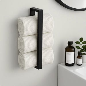 Metal Towel Holder Wall Mounted – Modern Bathroom Towel Rack, Minimalist Steel Towel Bar, Vertical or Horizontal Organizer Bathroom Decor