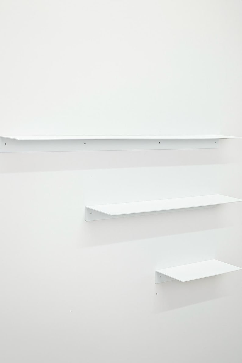 Floating Metal Wall Shelf | Modern Steel Shelf | Minimalist Wall Storage | Kitchen Bathroom Living Room Decor image 8