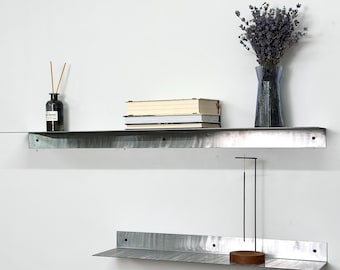 Zwevende metalen plank, stalen plank, wandplank, industriële plank, badkamerplank, keuken- of woonkamerplank, minimalistische opslag