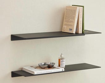 Metal Wall Shelf – Minimalist Floating Shelf for Kitchen or Entryway – Modern Industrial Home Decor Rack, Bathroom organizer, Wandregal