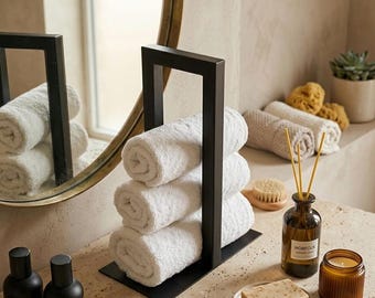 Modern Metal Freestanding Towel Holder – Minimalist Bathroom Storage Rack