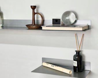 Estante de pared de metal, estante flotante de acero para cocina o baño, estante de pared moderno