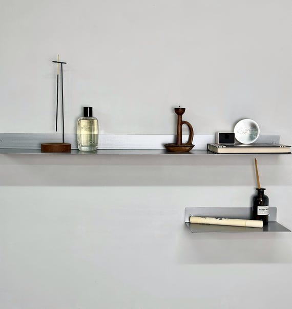 Chrome Metal Wall Shelf, Modern Wall Mounted Shelf, Minimalist Storage Shelf