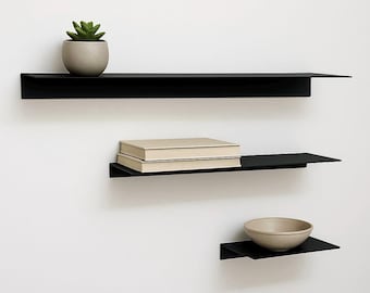 Metal Wall Shelf Floating – Modern Steel Shelf for Bathroom, Kitchen, Living Room Storage | Industrial Floating Shelf Wall Decor