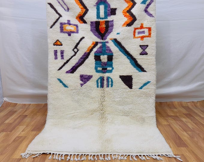 Handwoven Berber Wool Rug: Abstract Tribal Design, Atlas Mountains