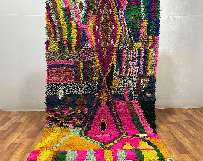 Handmade Colorful Berber Rug: Boho Moroccan Tribal Tapestry
