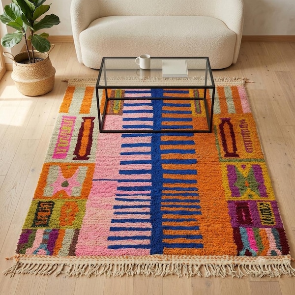 Unique Handwoven Berber Rug: Add a Pop of Bohemian Charm To your Rooms