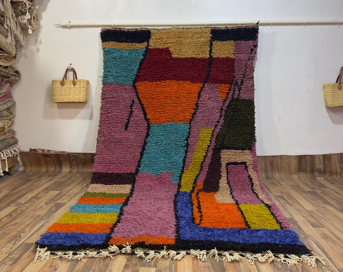 Handwoven Moroccan Boujaad Rug | Authentic Berber Wool Carpet for Living Room & Boho Decor