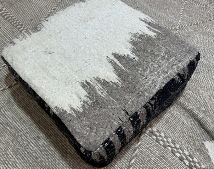 Authentic Moroccan Wool Pouf | Handmade Berber Floor Cushion | Square Sitting