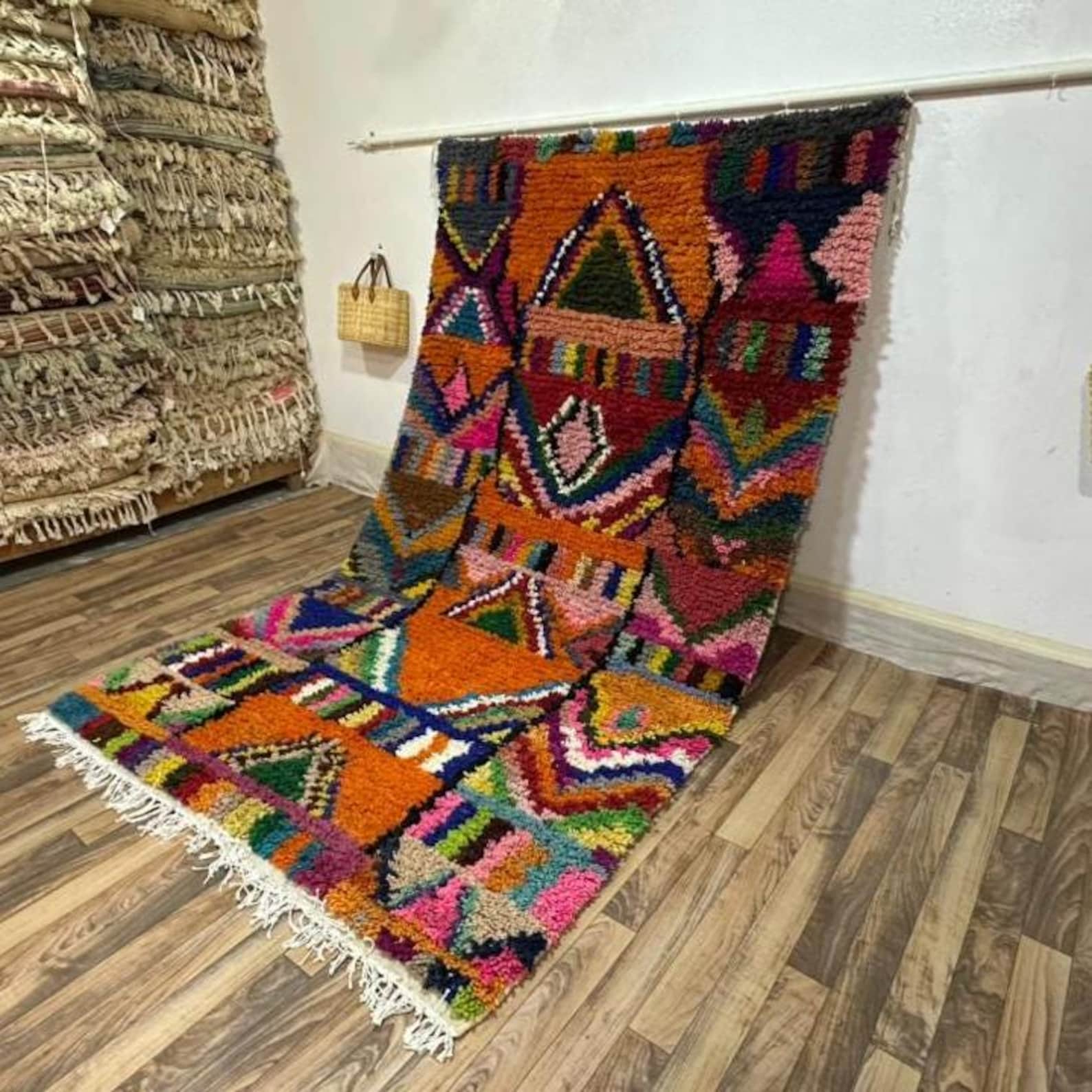 Moroccan Wool Rug – Abstract Amazigh Handmade Carpet – Custom Colorful ...