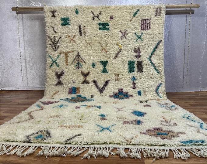 Berber Symbols Rug, Custom Moroccan Wool Carpet, Made to Order Abstract Style Rug with Tribal Motifs