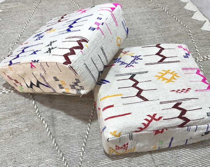 Handmade Wool Pouf, Authentic Berber Design, Boho Floor Cushion, Unique Seating