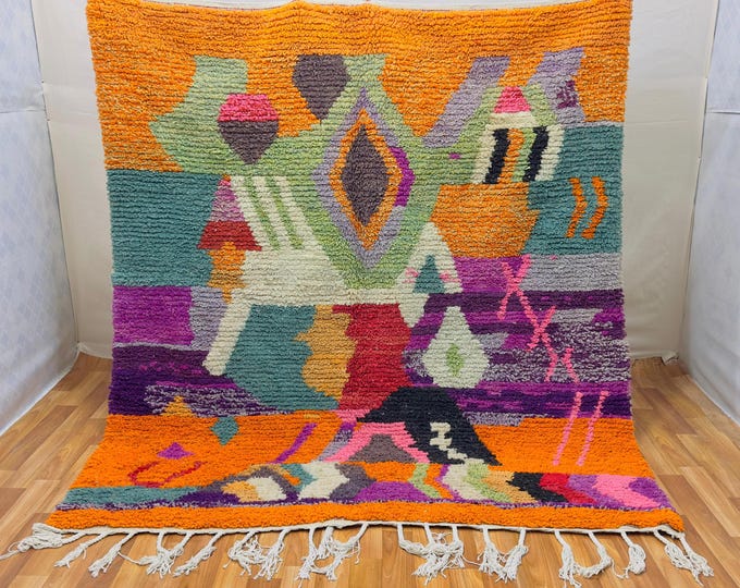 Handmade Moroccan Wool Rug: Colorful Berber Tribal Art (3x5ft)