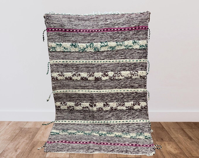 Authentic Handmade Moroccan Berber Rug Vintage Custom Wool Carpet Boho Chic Living Room Decor