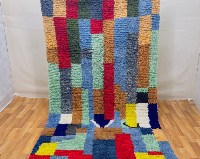 Handwoven Boujaad Wool Rug: 3x5ft Moroccan Berber Design
