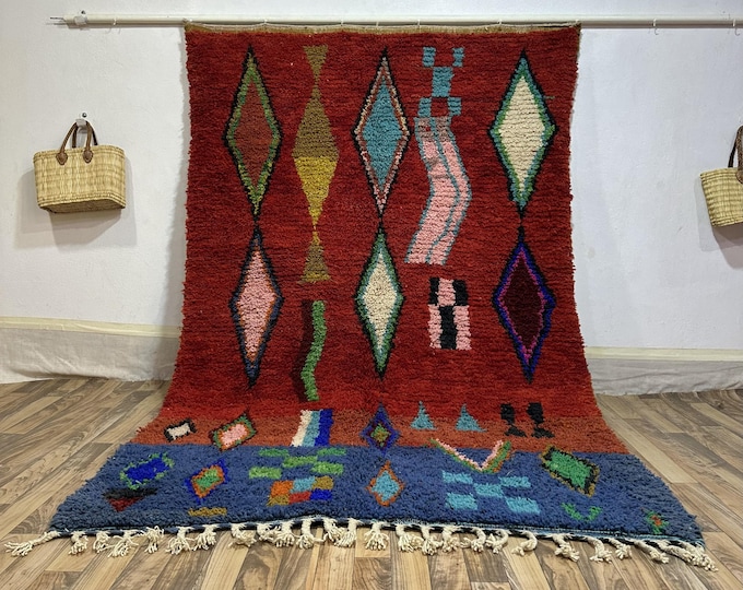 Custom Moroccan Rug - Colorful Hand knotted Wool, Tribal Motifs, Rustic or Bohemian Style, Unique Gift